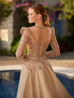 buy ivory shinny sequins elegant portrait neck gown with removable cathedral train online party gowns plus iszes brides and cheap