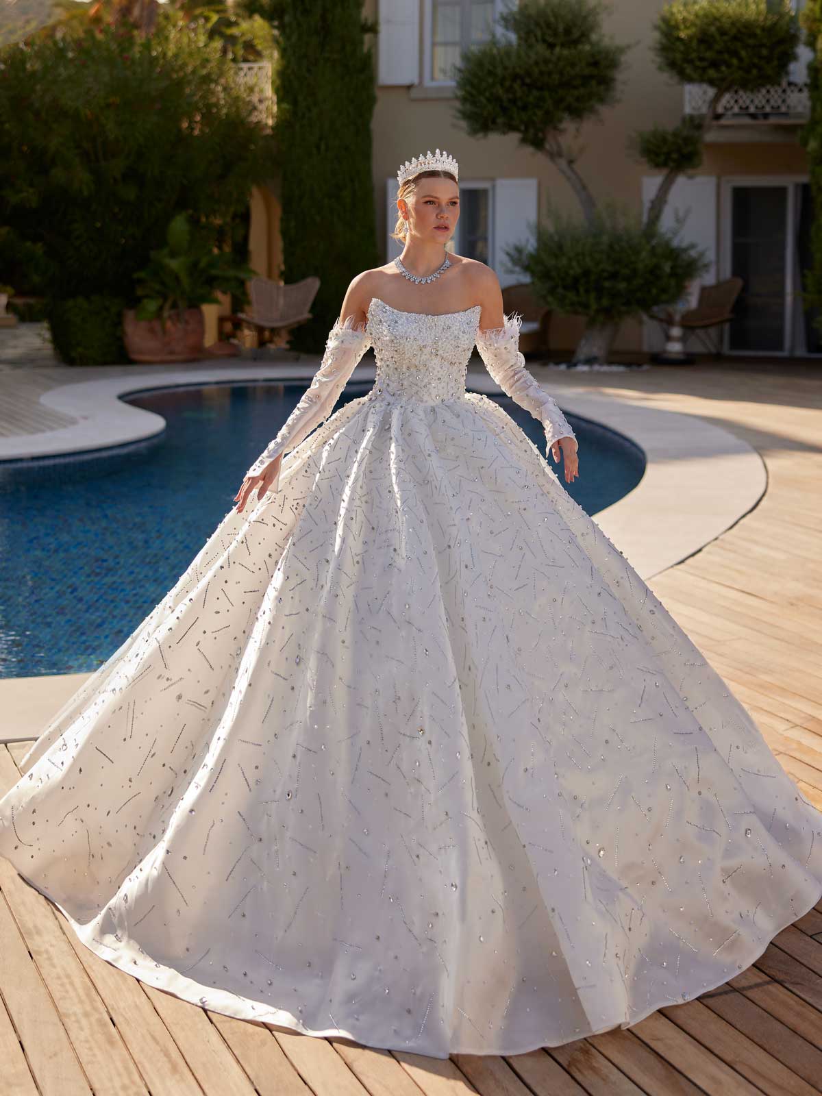 buy designer sparkly royal train unique ball gown bridal dress with sleeves online shop