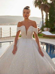 buy made with love strapless deep v neck long tail romantic wedding dresses with pearl beaded