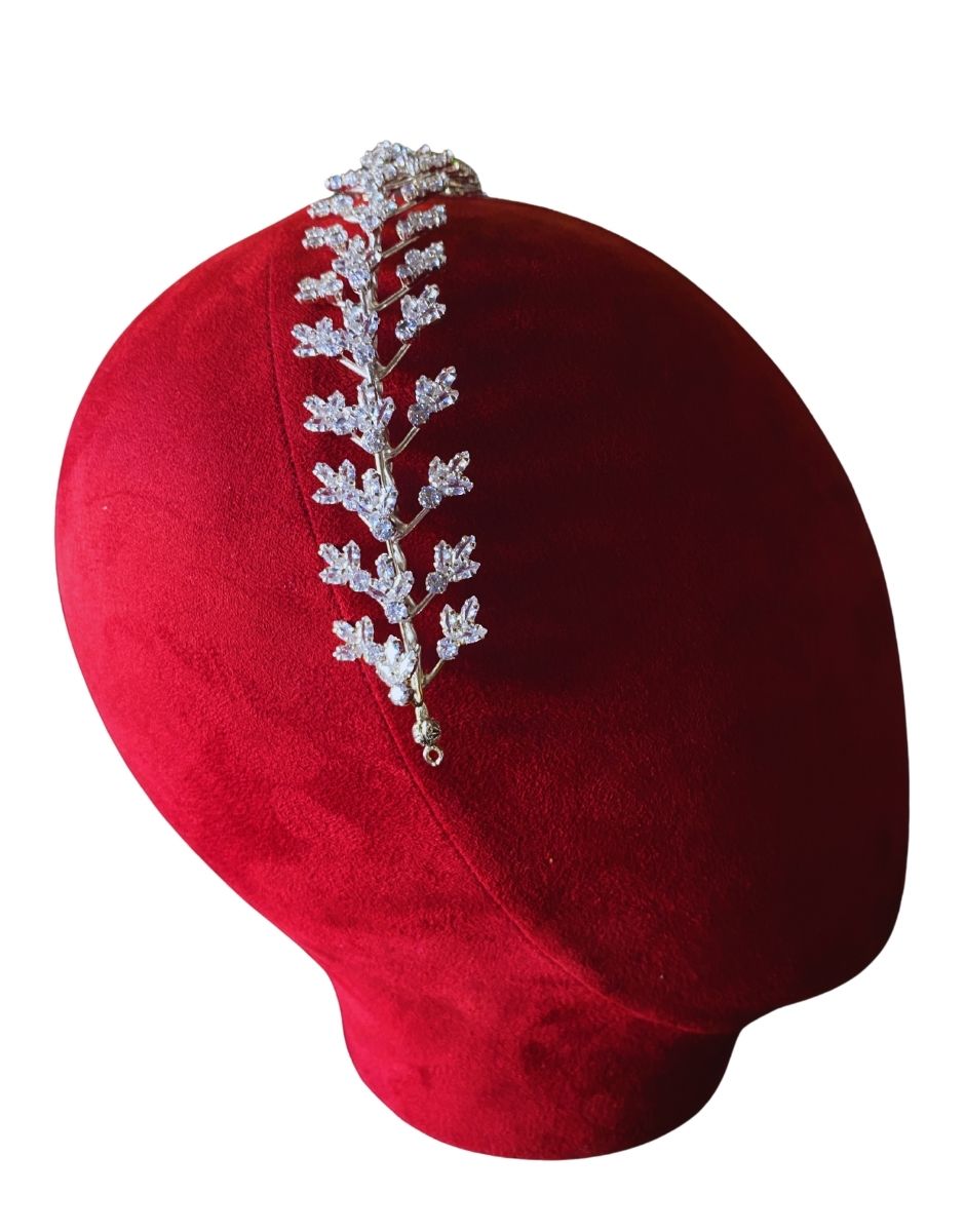 Floral Leaf Design Zircon Loyal Bridal Tiara Headband