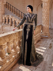 buy Black Embroidered Fancy Long Sleeve Mermaid Hijab Henna Party Kaftan Dress online henna dress shop