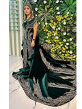 buy Mermaid Henna Gown Designer Fancy Emerald Velvet 