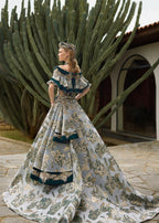Green Velvet Mermaid Henna Party Dress with Gold Lace