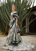 Green Velvet Mermaid Henna Party Dress with Gold Lace