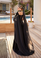 buy black velvet tulle cape henna caftan gown