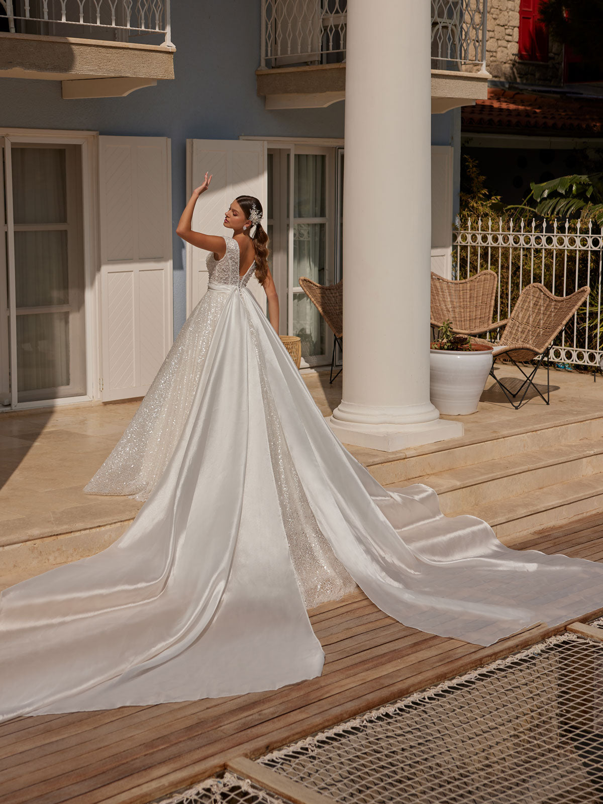 kay unger begonia ruffled a-line midi-dress Classic Yet Elegant Deep V Neck Satin Fancy Belt A Line Glitter Bridal Gown Dress 42
