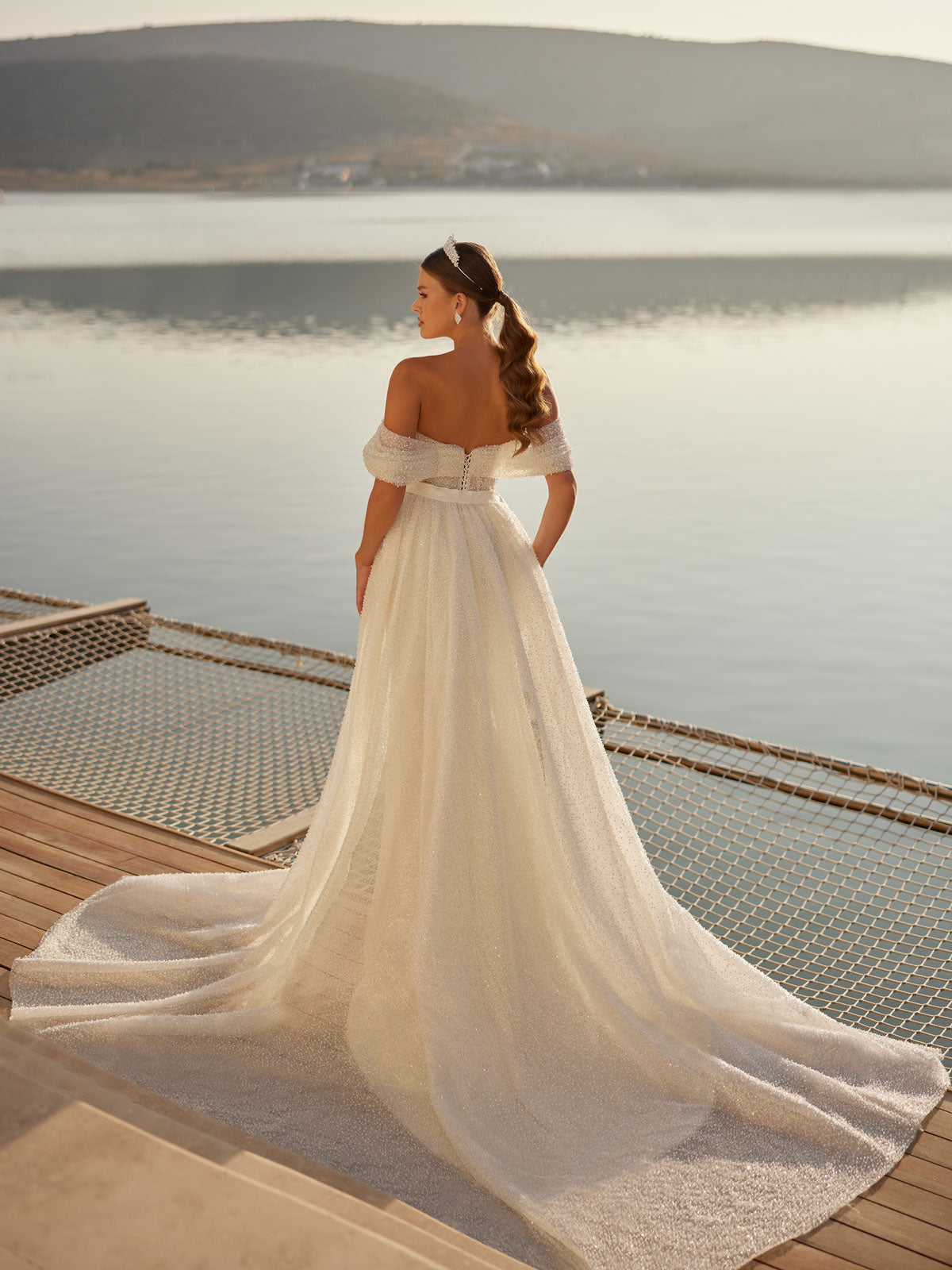 buy off shoulder detachable skirt peals bridal dress online wedding store