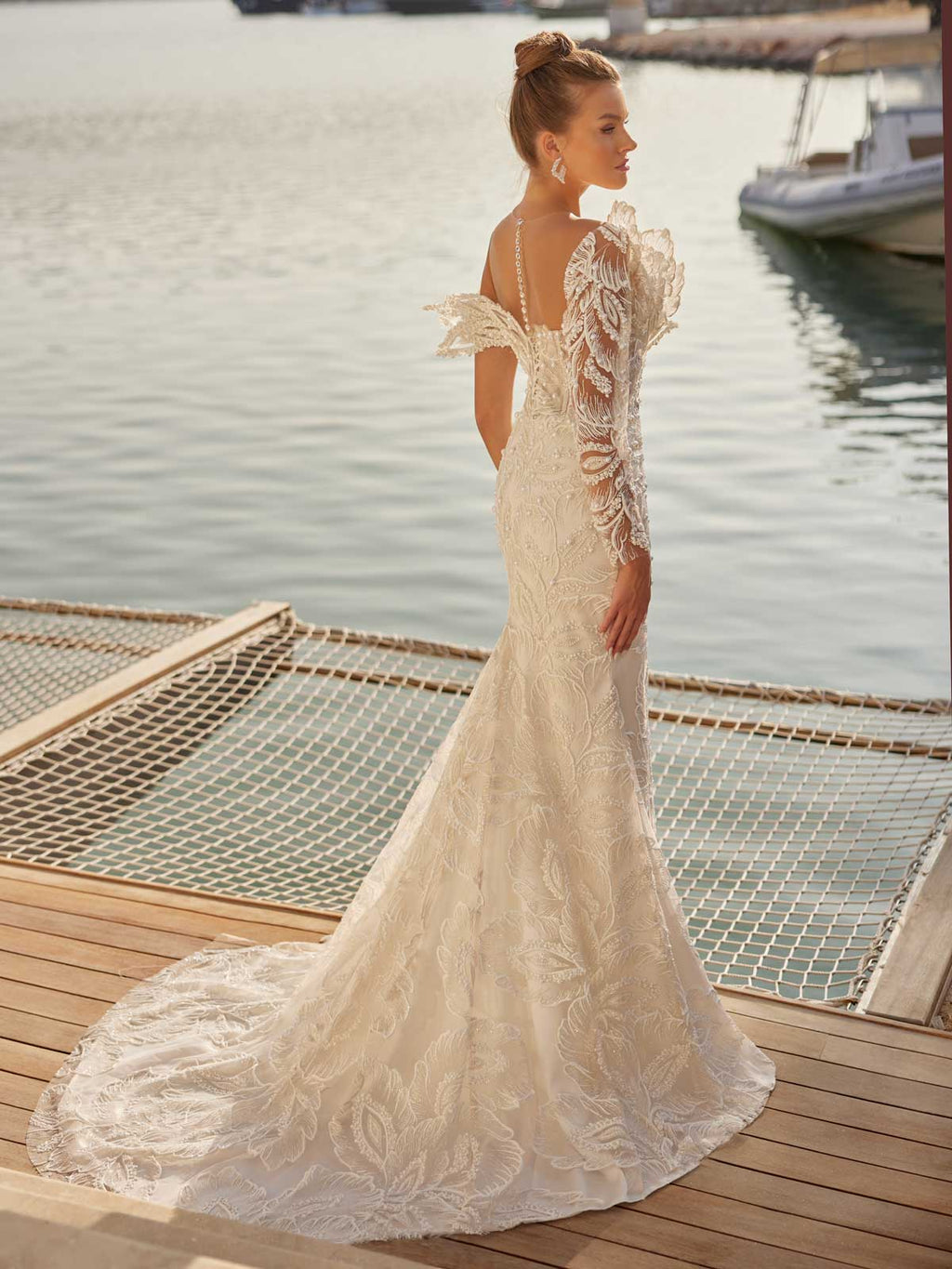 open lace back dress Unique White Pearl Embellished Long Party Dress 40