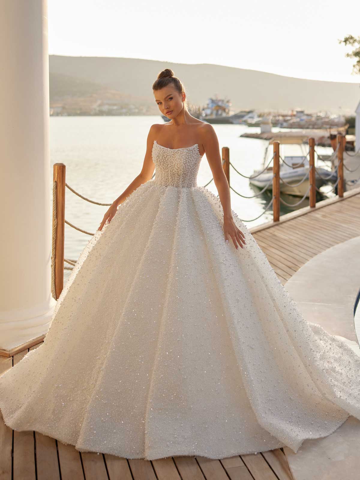 buy cathedral train strapless cinderella ballgown with pearls online wedding dresses shop