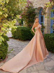 buy royal train blush pink satin mermaid dress with removable train off the shoulder formal evening dress online boutique