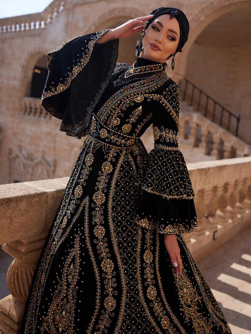 buy Black Muslim Wedding Henna Evening Party Long Hijab Gown Dress online websites
