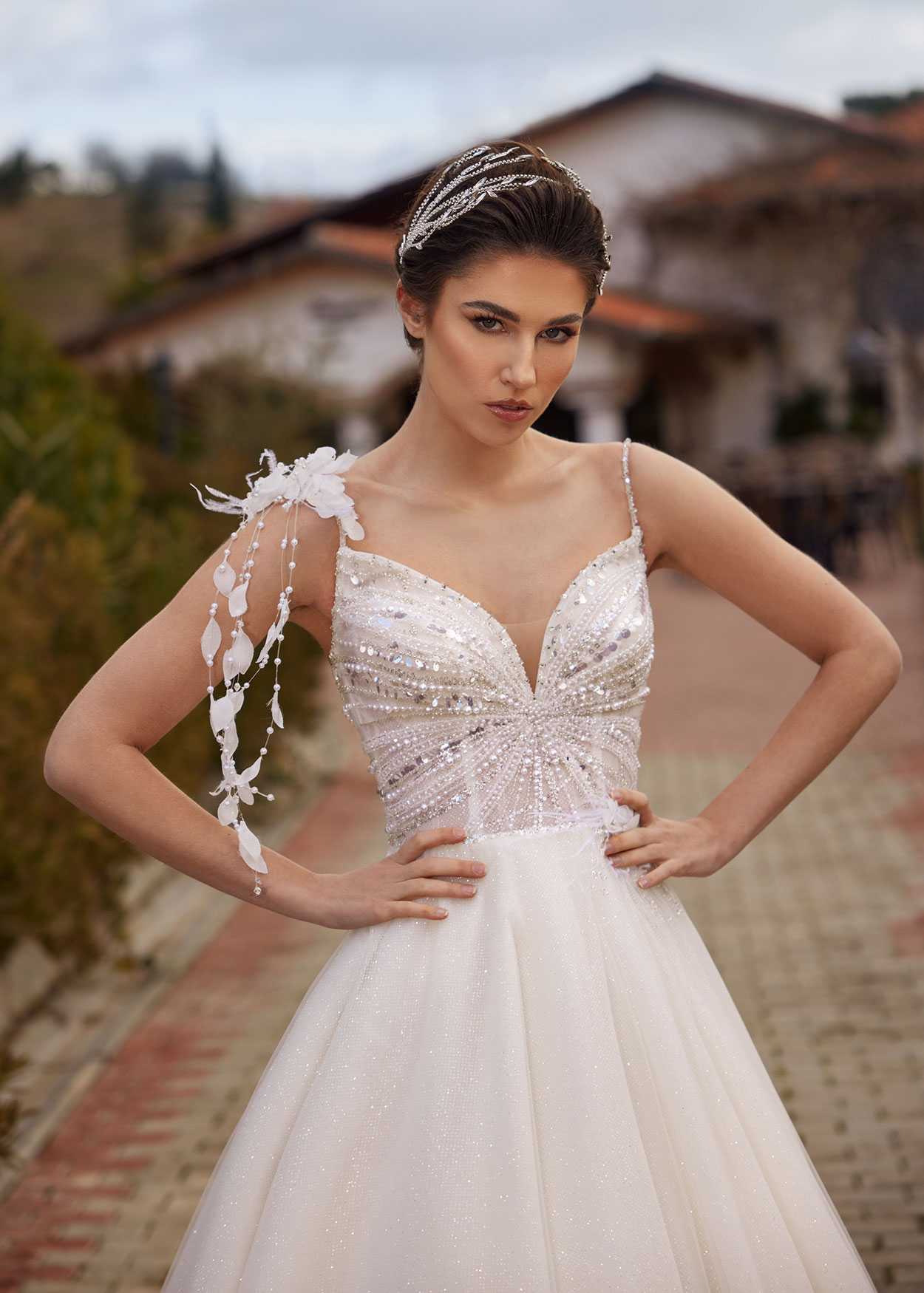 Beautiful Romantic off the Shoulder Long Puff Sleeves Corset Lace
