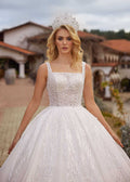 buy Simple Elegant Square Neck Glitter Corset Bridal Dress Online plus custom sizes bridal websites
