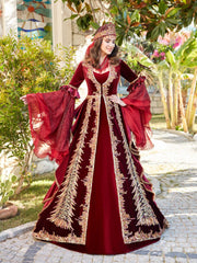 buy Long Sleeve Henna Party Dress Burgundy online for women