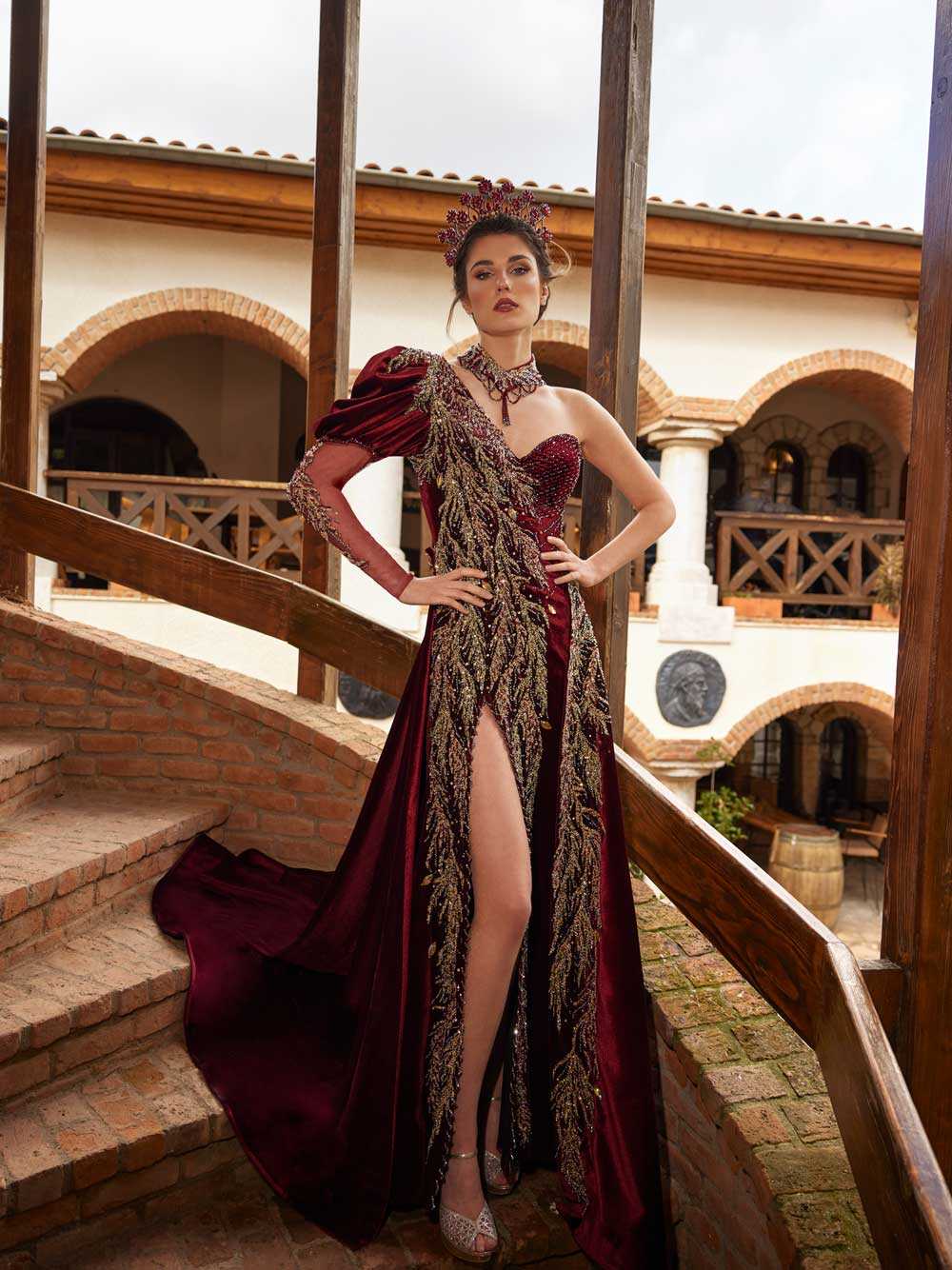 buy dark red strapless with sleeve gold vertical embroidered elegant chic henna night turkish dress online shopping