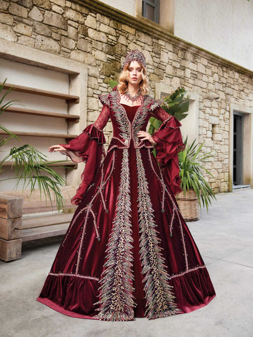 buy best price Elegant Princess Burgundy Long Prom Ball Gown online store
