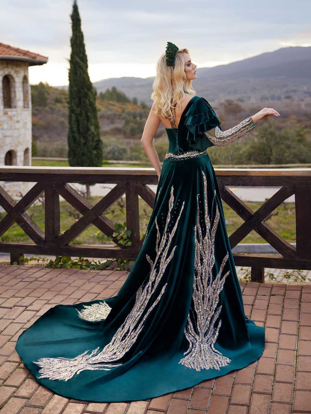 buy Chic Fancy Emerald Green Maxi Gold Sequins Beaded Embellished One Shoulder Formal Evening Party Dress mother of the bride wedding dress plus sizes online formal dress shop