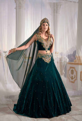 Dark green Golden embroidery kaftan dress online shop buy long evening dress (1)