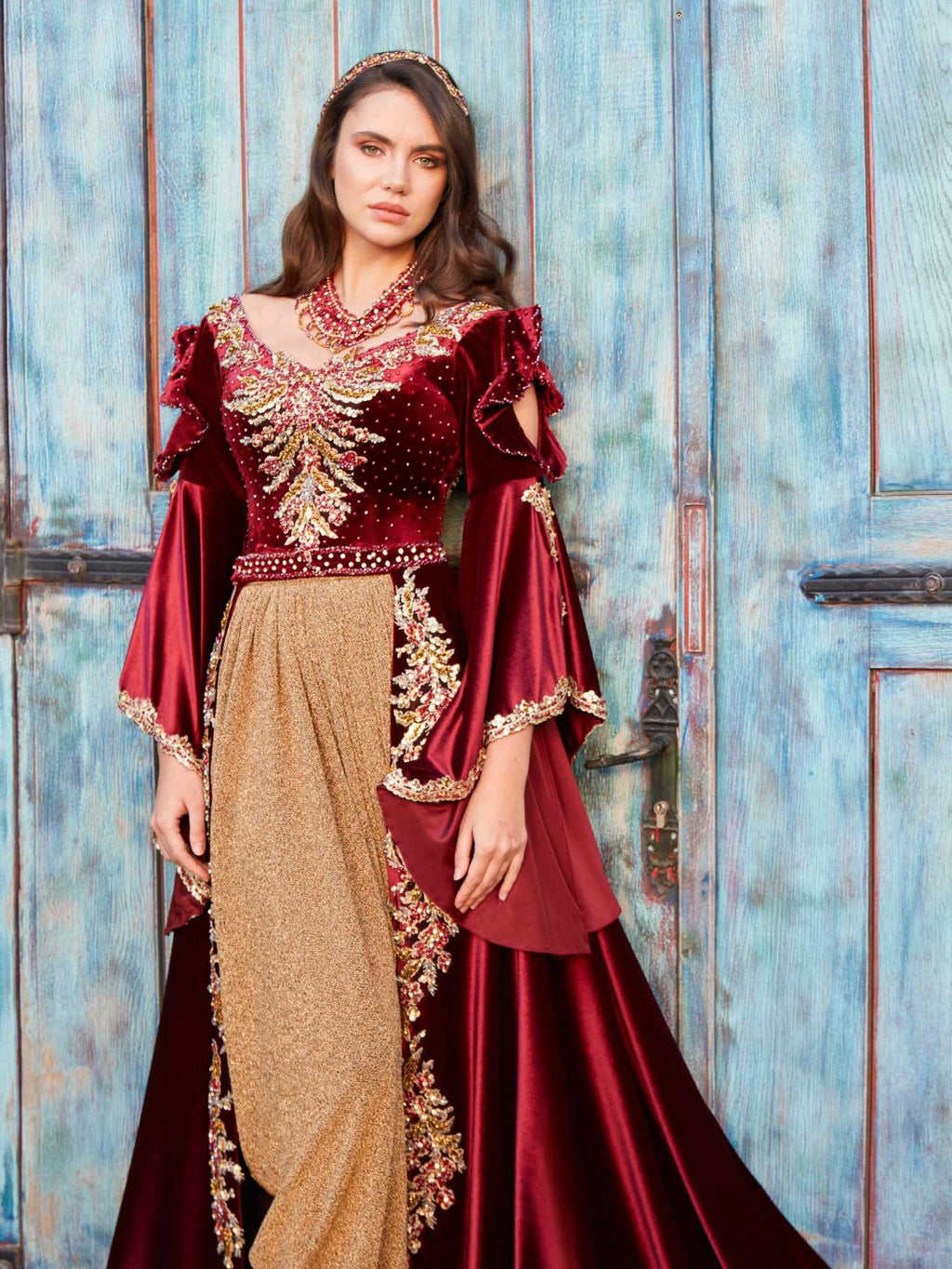 buy angel sleeve red and gold glitter embroidered shalwar kamezz plus size for mehndi wedding online store