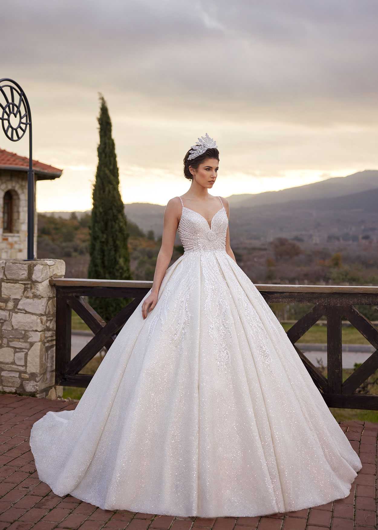 buy petite Simple But Elegant Sequin Lace Train Summer Minimalist Bridal Gown online bridal gowns store