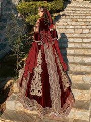Elegant--red-frill-sleeve-maxi-Henna-Party-Gowns-For-Bride-(3)
