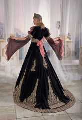 Exclusive Black Chic Caftan Set Slit Velvet Delicate Sequins buy online evening dress shopping maxi gowns online (1)