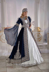 Exclusive Navy Blue Chic Caftan Set Slit Velvet Delicate Sequins buy online evening dress shopping maxi gowns online (2)