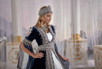 Exclusive Navy Blue Chic Caftan Set Slit Velvet Delicate Sequins buy online evening dress shopping maxi gowns online (4)