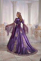 Exclusive Purple Chic Caftan Set Slit Velvet Delicate Sequins buy online evening dress shopping maxi gowns online (1)