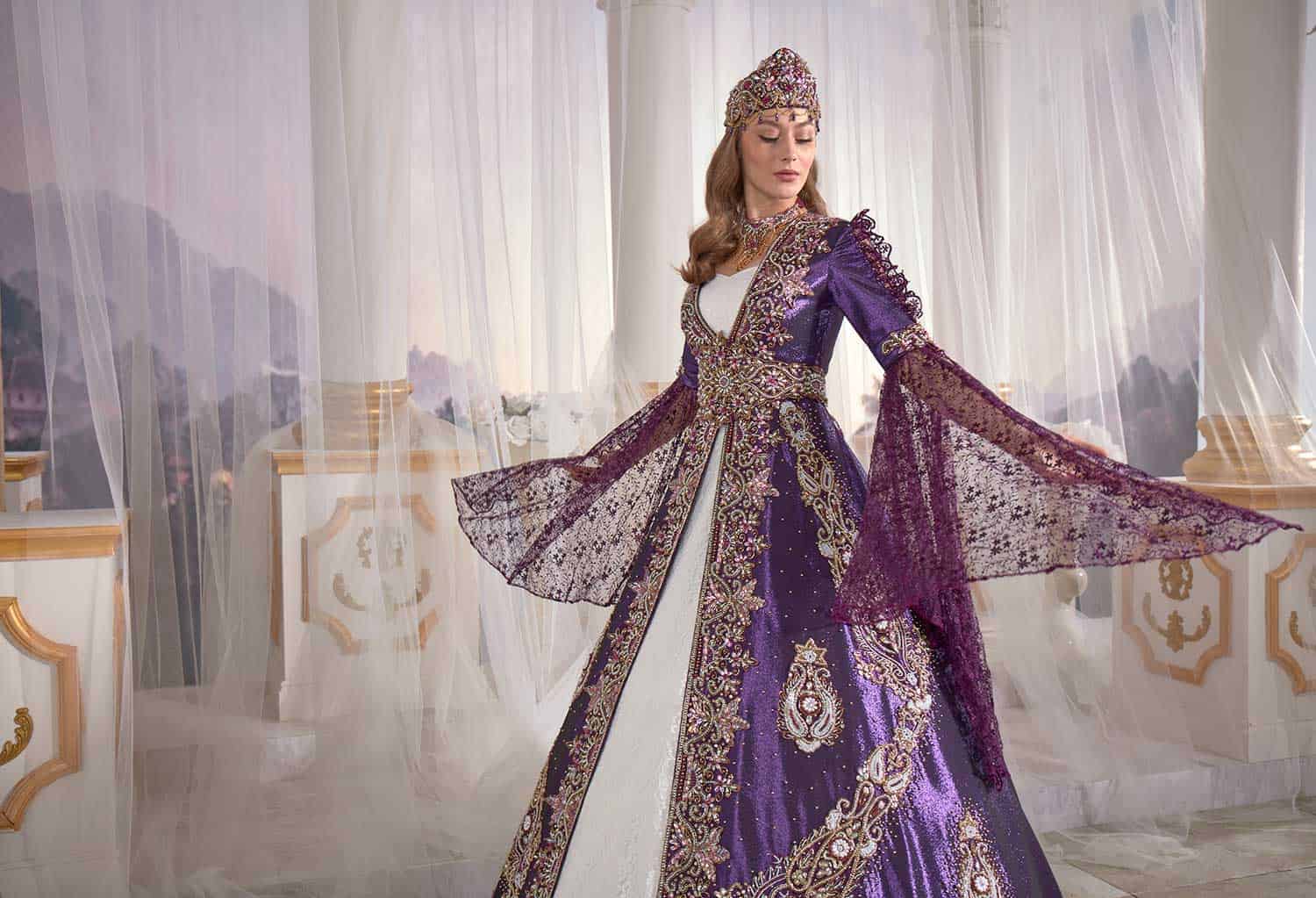 Exclusive Purple Chic Caftan Set Slit Velvet Delicate Sequins buy online evening dress shopping maxi gowns online (3)