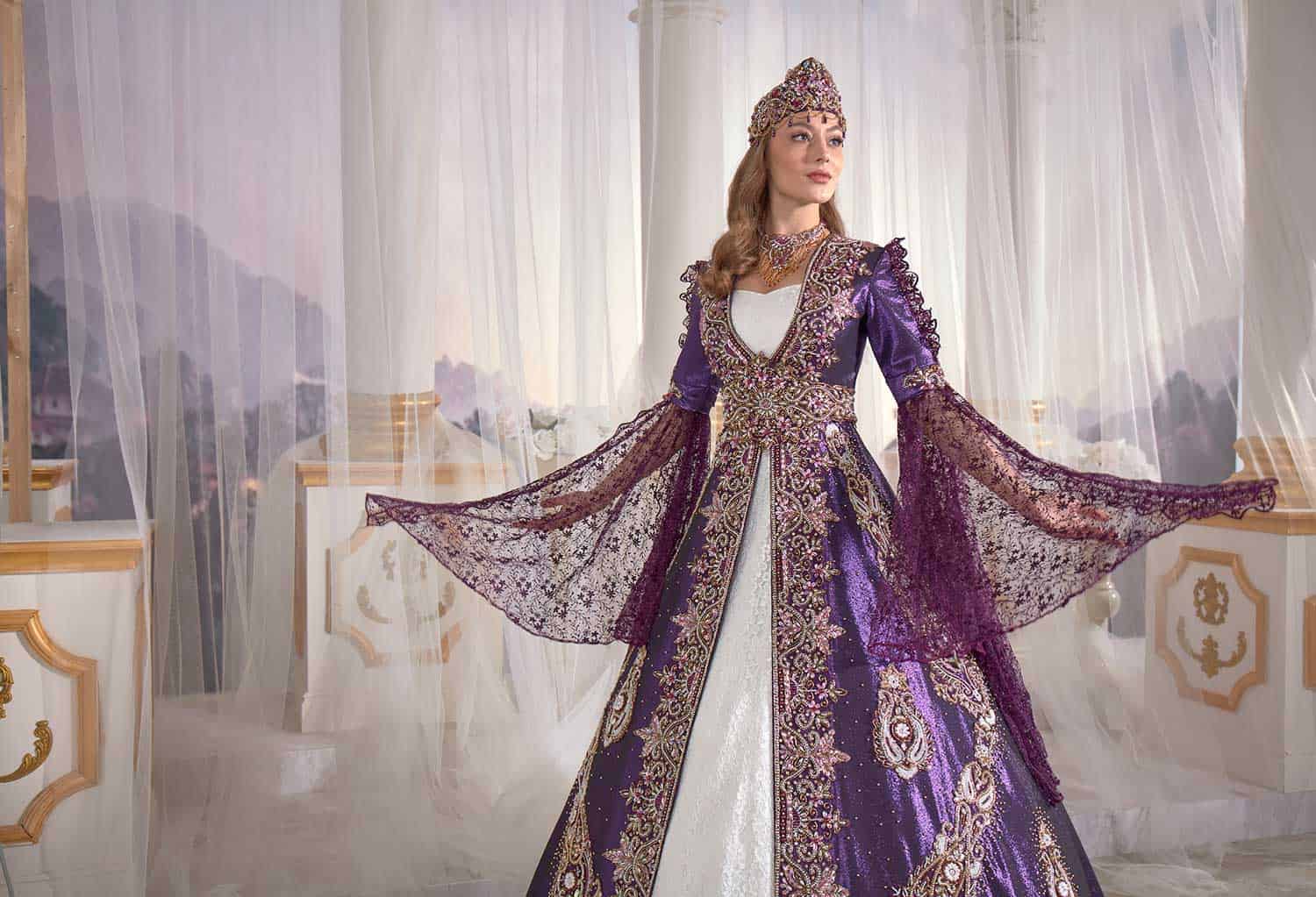 Exclusive Purple Chic Caftan Set Slit Velvet Delicate Sequins buy online evening dress shopping maxi gowns online (4)