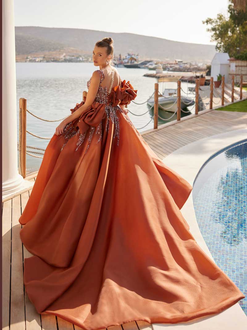 buy Sparkly Sequin Glitter Long Tail Ball Gown Dress For Prom Party plus sizes