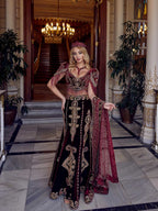 buy Maroon Color Heavy Embroidered Bridal Mermaid Style Fashionable Long Tail Lehenga Choli Party Dress online mehndi suits shopping