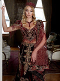 buy Maroon Color Heavy Embroidered Bridal Mermaid Style Fashionable Long Tail Lehenga Choli Party Dress online for women helin-(6)