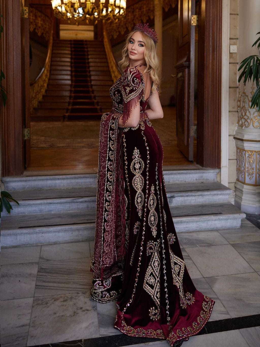 buy tulip sleeves chapel train gold beaded embellished fancy chic mehndi suit with dupatta online mehndi wear shop
