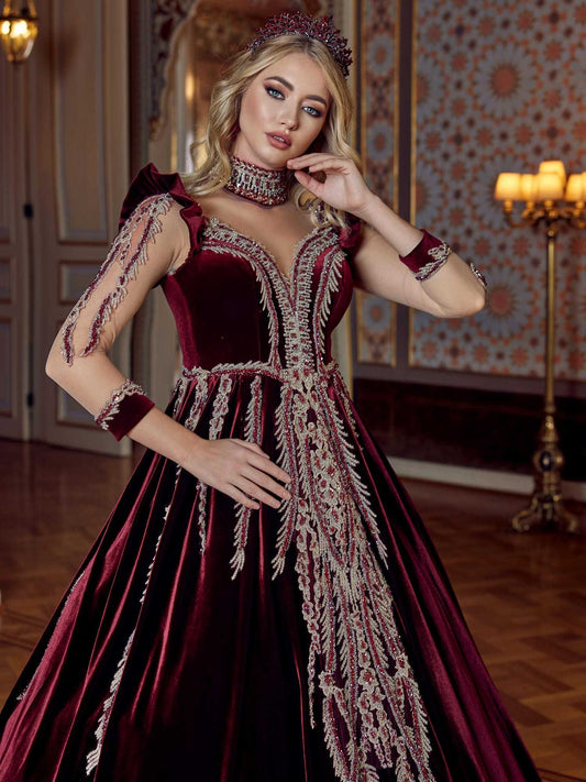 Custom Made Vintage Burgundy Gold Evening Gown For Marriage With Colorful  Sweetheart Corset Back Perfect For Dubai Arabic Weddings Non White From  Totallymodest, $96.52 | DHgate.Com