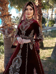Maxi Muslim Burgundy Henna Wedding Hijab wear Kaftan dresses online shop (4)