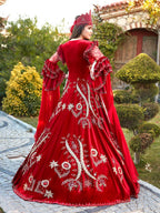 buy Turkish Henna Night Outfit Maxi Red Full Embellished