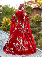Maxi Red Full Embellished with sequin handwork Turkish Henna Party Kaftan Gown online store 6009A-(4)