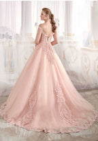 Online Custom Gowns Pale Yellowish Prom Dress Cold Shoulder Tulle Dress Open Back Guipure Lace Embellished Appliques (2)