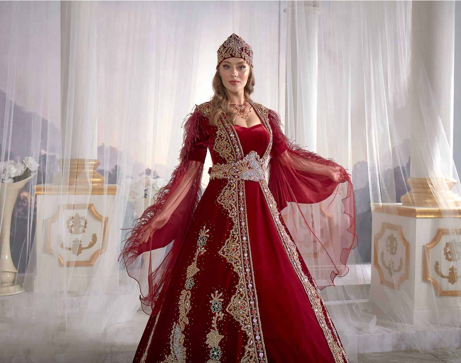 Red Caftan Online Dress Shopping Party Gown Turkish Muslim Kaftan Dress (2)