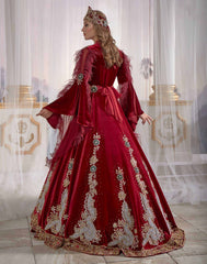 Red Caftan Online Dress Shopping Party Gown Turkish Muslim Kaftan Dress (3)