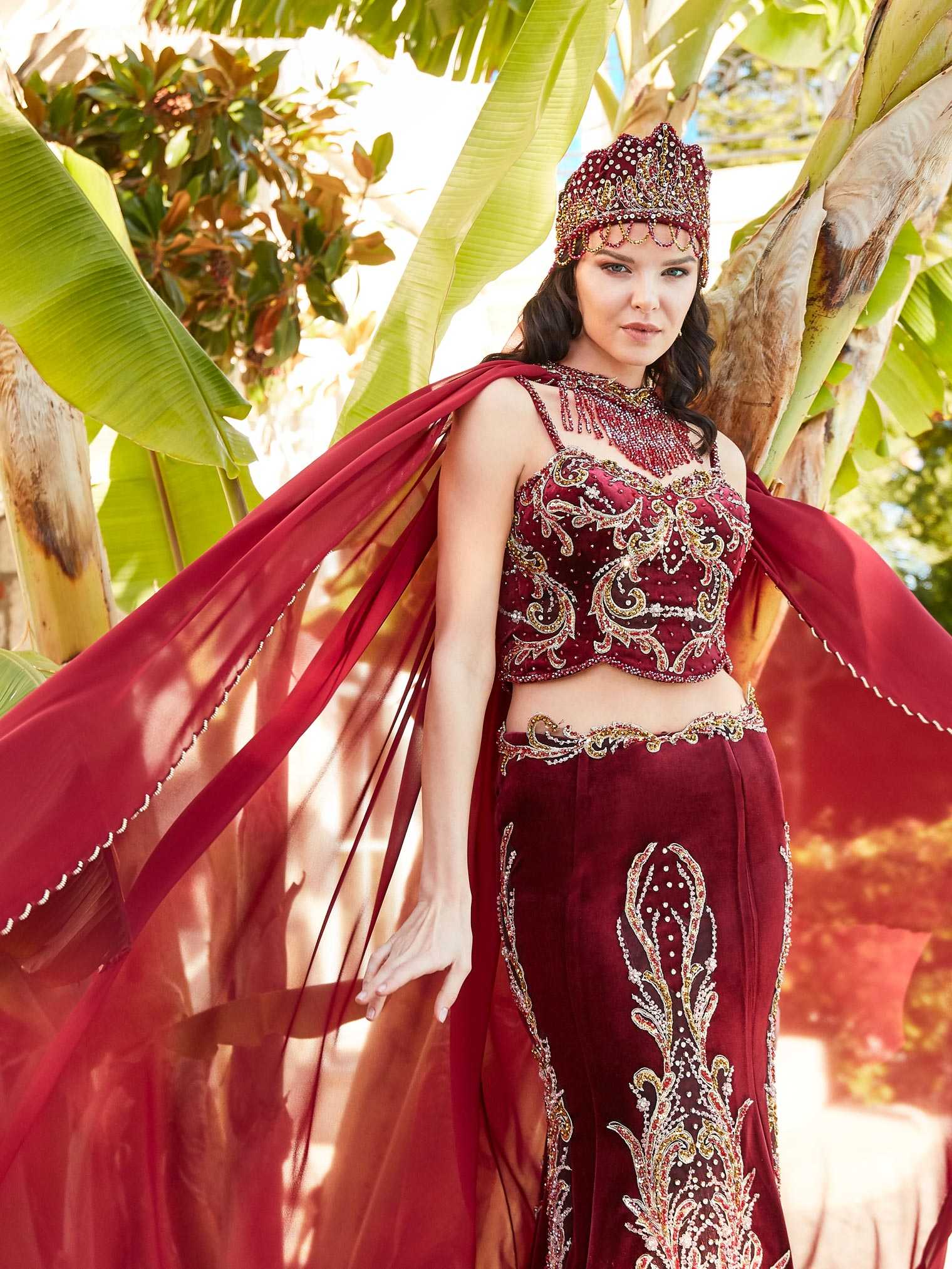 buy Red Mermaid Gown Lehenga Designer Dress online henna night dresses 