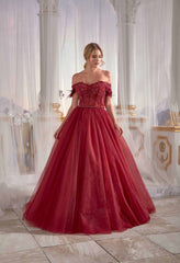 Red Prom Dress Pleated Embellished Top Detail Cold Shoulder Appliques Belt Detail buy evening dresses online (1)