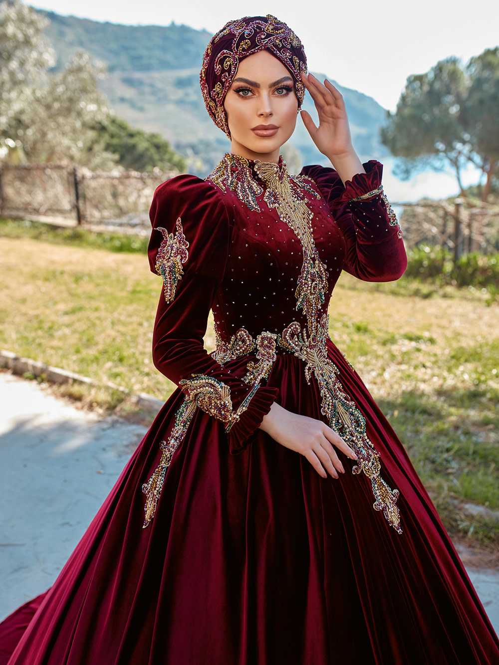 Turkish long henna night party caftan dress (2)