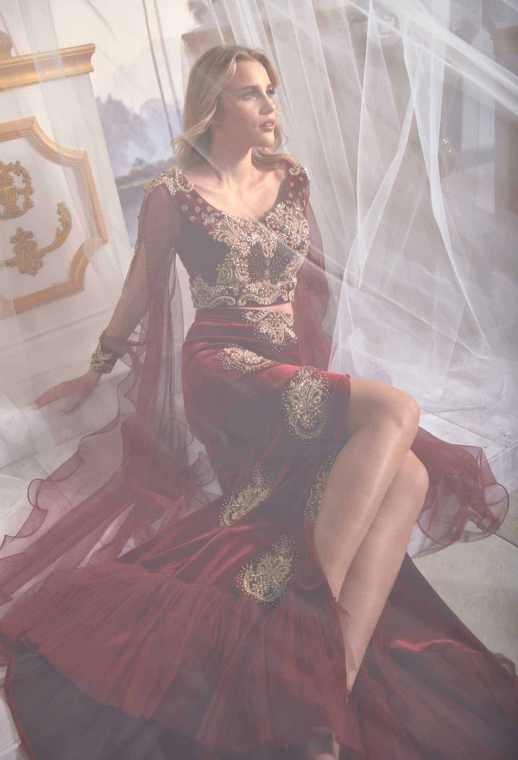 Velvet Red Caftan Buy Online Evening Dress Luxury (1)