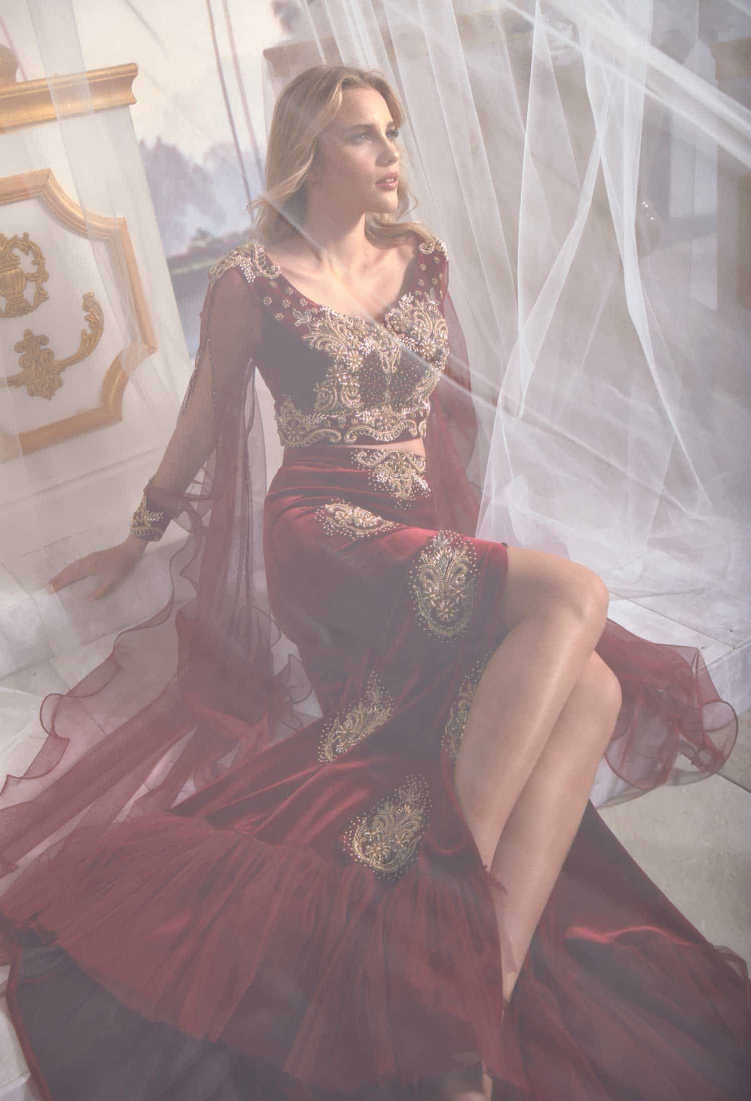 Velvet Red Caftan Buy Online Evening Dress Luxury (1)
