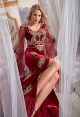 Velvet Red Caftan Buy Online Evening Dress Luxury (11)