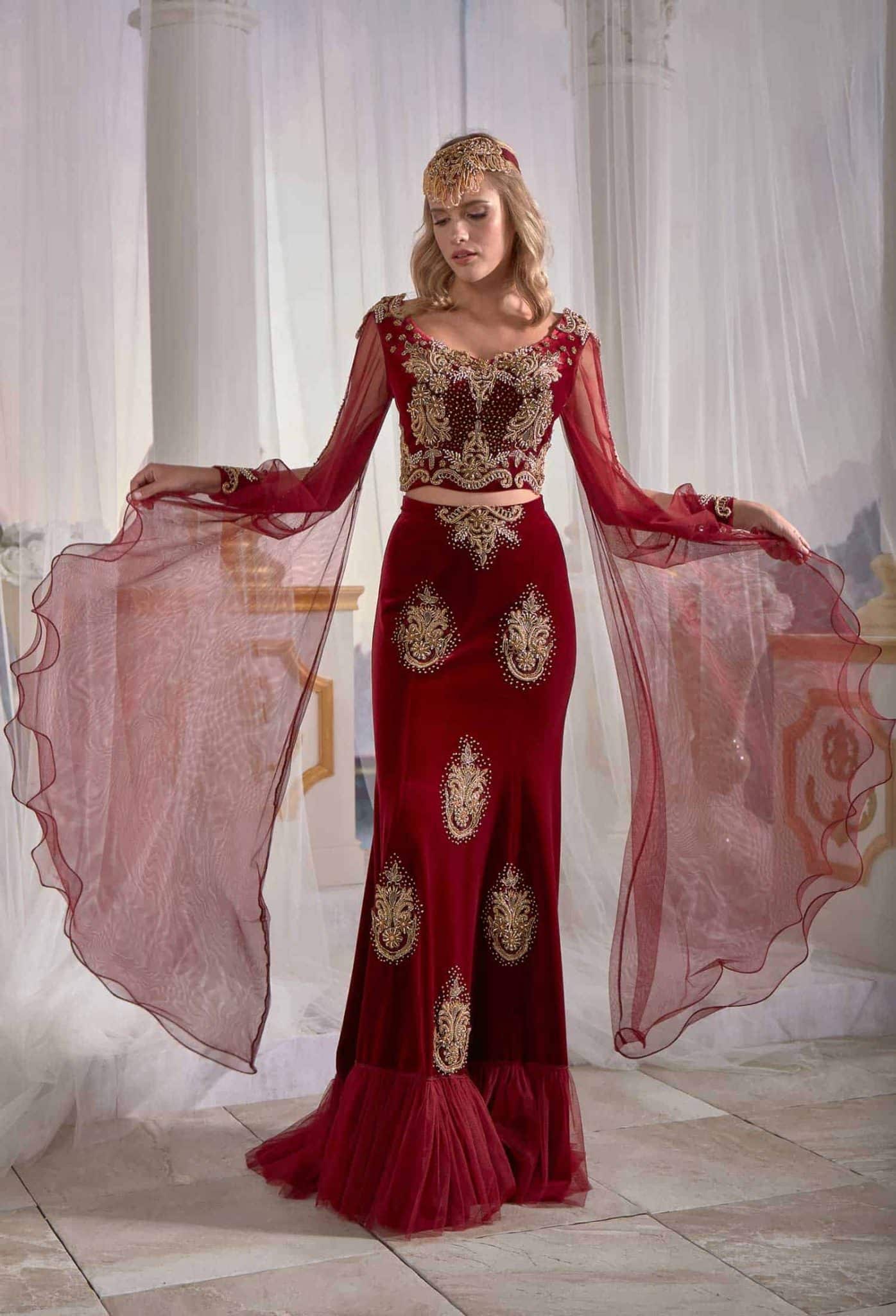 Velvet Red Caftan Buy Online Evening Dress Luxury (2)