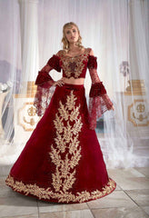 Velvet Red Caftan Buy Online Evening Dress Luxury Golden embroidery 1